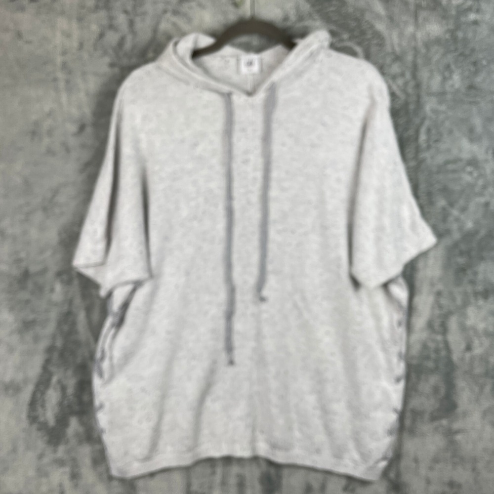 CAbi Speckled In Stitches Pullover Lace Up Hooded Sweater #3473 Women's‎ Size XS
